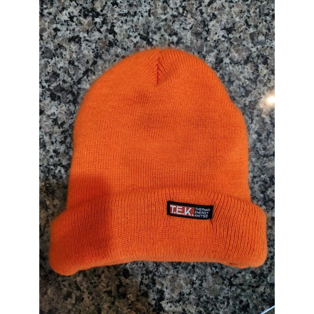 TEK Thermal Energy Knit Cap Beanie Orange One Size Fits All Winter Gear